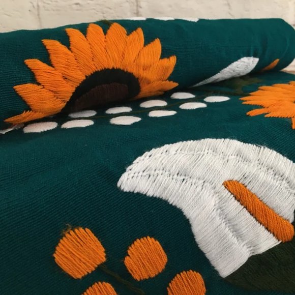 Handmade Mexican Hand Embroidered Sunflower Table Runner - Camino de Mesa - Picture 2 of 3